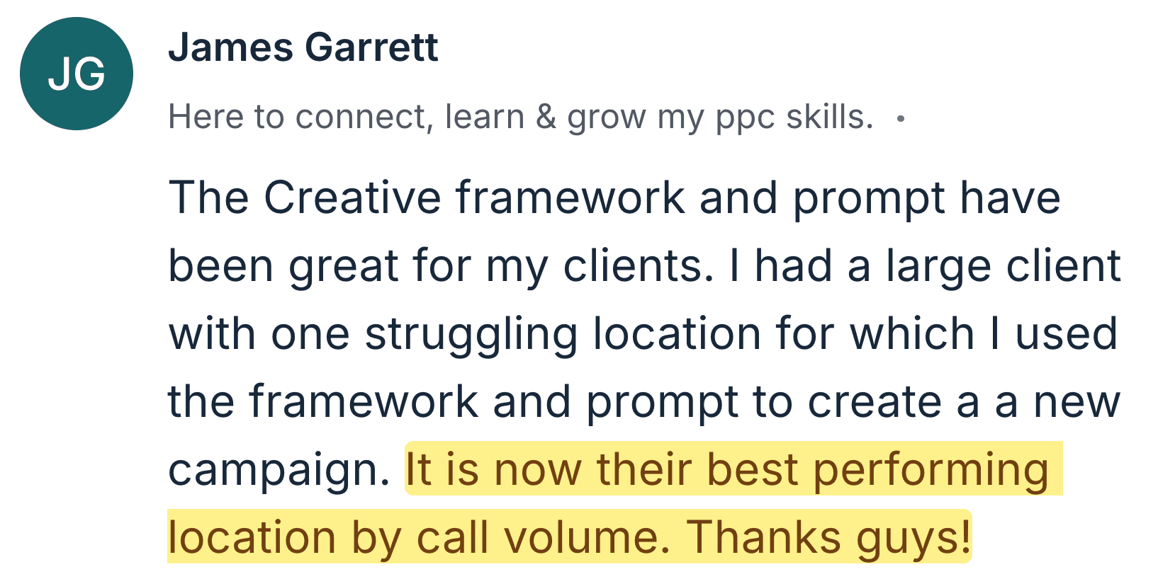 James Garrett — creative framework turned struggling location into best performer