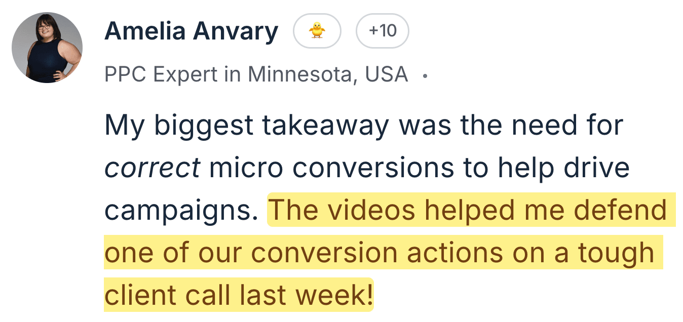 Amelia Anvary — defended conversion action on tough client call